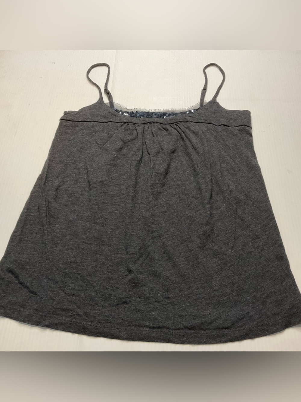 Loft Babydoll Style Tank Top with Sequin Detail Women Sz M Charcoal Gray Cute!